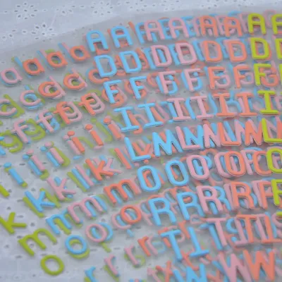 Low price 8 Sheets Alphabet Letters Sticker 24Cm*12Cm Self Adhesive Lowercase Uppercase Puffy