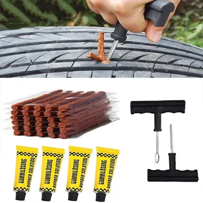 Car Tire Repair Kit Emergency Tire Repair Strips Glue Tubeless Tire Puncture Plug Set For Trucks