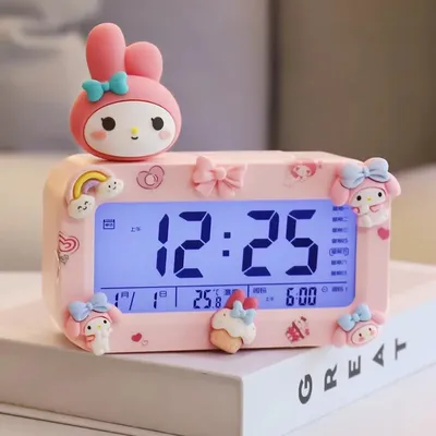 Cartoon Kawaii Sanrio Kuromi Cinnamoroll My Melody Pochacco Electronic Alarm Clock Desktop Charging