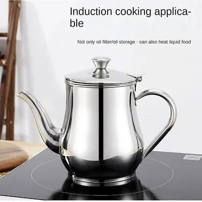 Kitchen Supplies Anhu Oil Tank Filter Oil Pot Stainless Steel Household Leak-proof Wine Bottle Pouring Oil Bottle Seasoning Jar