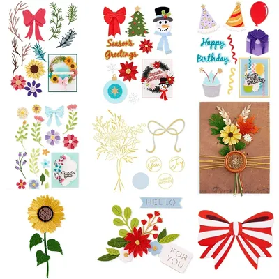 Christmas Ball Flowers Jingle Bell Cutting Dies Beautiful Birthday Wreaths Collection Die Cut For