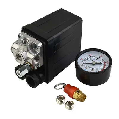 175psi 4 Port Air Compressor Pressure Switch Manifold Regulator Aluminum Alloy Safety Pressure