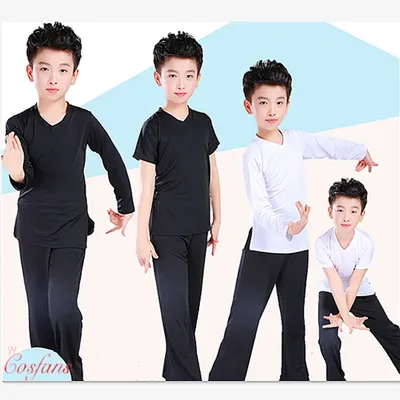 Boy Latin Dancewear Latin Dance Exercise clothes Ruffly Ballroom Stage Modern Boys Latin Dance