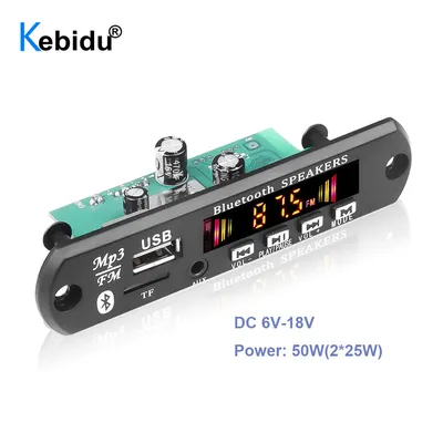 DC 5V 18V 50W Amplifier MP3 Decoder Board Bluetooth V5.0 Car MP3 Player USB FM AUX Radio Recording