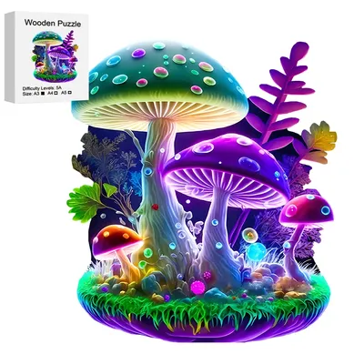 Colorful Mushroom Creative Wooden Puzzle, Uniquely Irregular Animal Shaped Wooden Toys, Creative