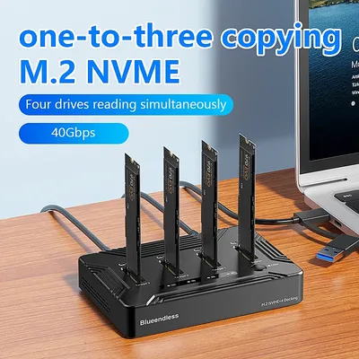 Blueendless 4 bay M.2 NVME SSD Docking Station with offline clone USB4 40Gbps M2 Nvme PCIE SSD