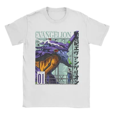01 EVANGELION Tshirts For Men Women 100%Cotton Clothes Hip Hop EVA Anime Crewneck Short Sleeve