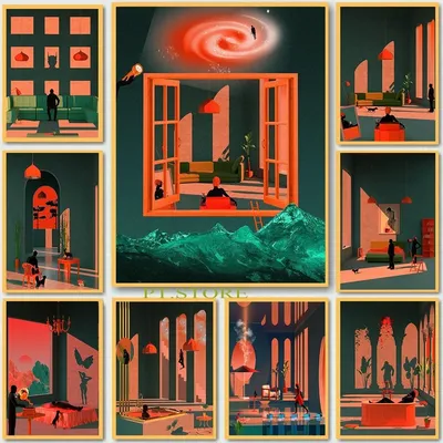 British Artist Tishk Barzanji Surreal Psychedelic Architectural Poster Print Modern Visual Art