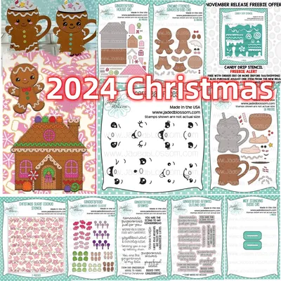 Christmas Candy House Gingerbread Faces Clear Stamps Metal Cutting Dies Stencil DIY Decorating