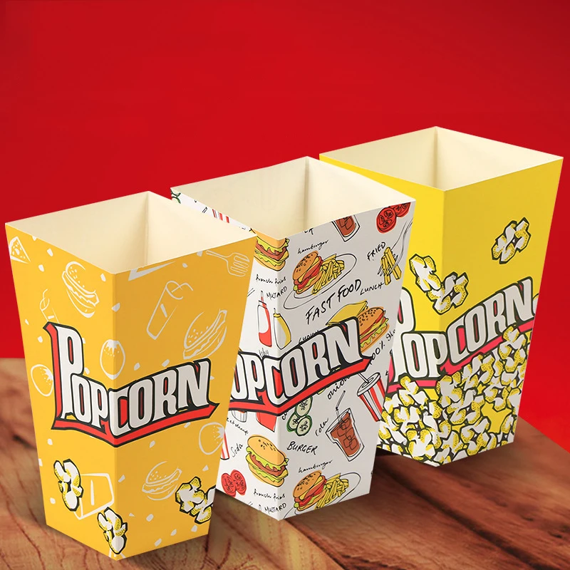 10/20/30pcs Popcorn Buckets Container Holder Paper Cup Popcorn Boxes for Theme Birthday Parties Decoration Popcorn Box