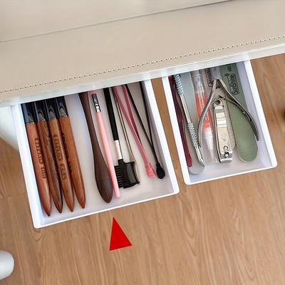 TEMU 2-piece Set Under-desk Nail Care Organizer, Slide-out Nail Studio Storage Drawers, Wall Mountable, Space Saving, Unscented, No Electricity Or Batteries Needed