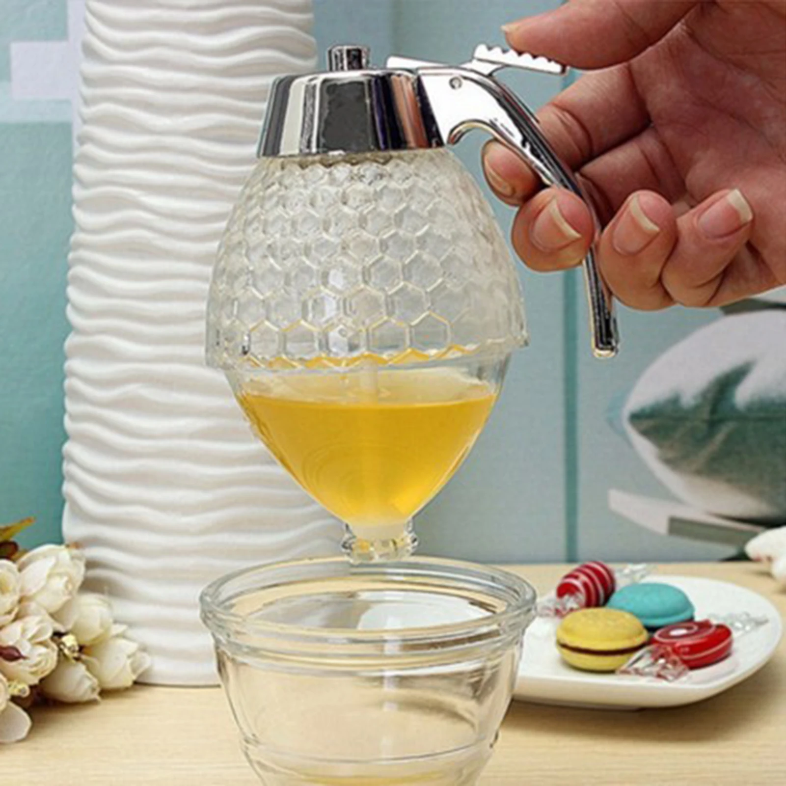 200 ml Honigtopf-Ausgießer, Einhandhabung, keine Tropfflasche für Ahornsirup, Honig, Schokoladensirup Image