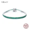 Edlen Schmuck Pflastern 3 MM Smaragd Grün Kubikzircon Hip Hop Rock Kette Für Frauen/Männer Echt 925 Silber Metall tennis Armband