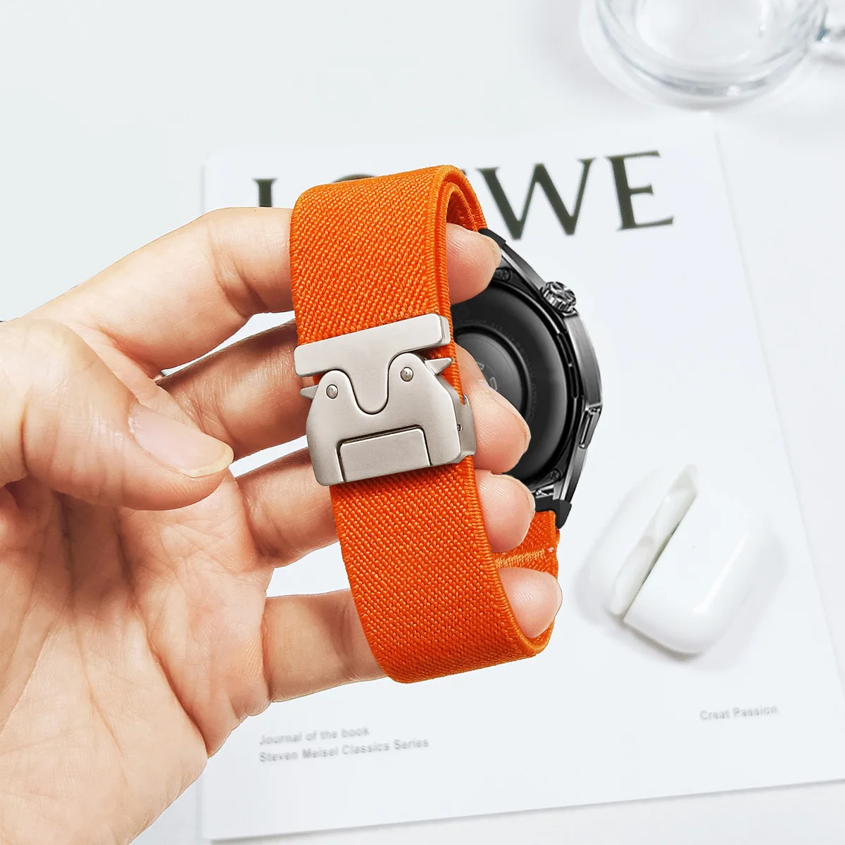 20/22 mm Schnellverschluss-Nylonschlaufe für Samsung Watch 7, Fallschirmschnalle, elastisches Armband für Garmin Watch/Huawei GT Watch Image