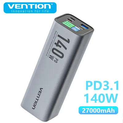 Vention Power Bank 27000mAh 140W PD Fast Charging Portable Powerbanks Spare Battery for Laptop External Battery for iphone Xiaom