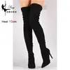 Sexy Dünne Lange Oberschenkel Frauen Stiefel Club Über Das Knie High Heels Candy Farbe Spitz Dame Schuhe Herbst Neue Modell Elastische Stiefel