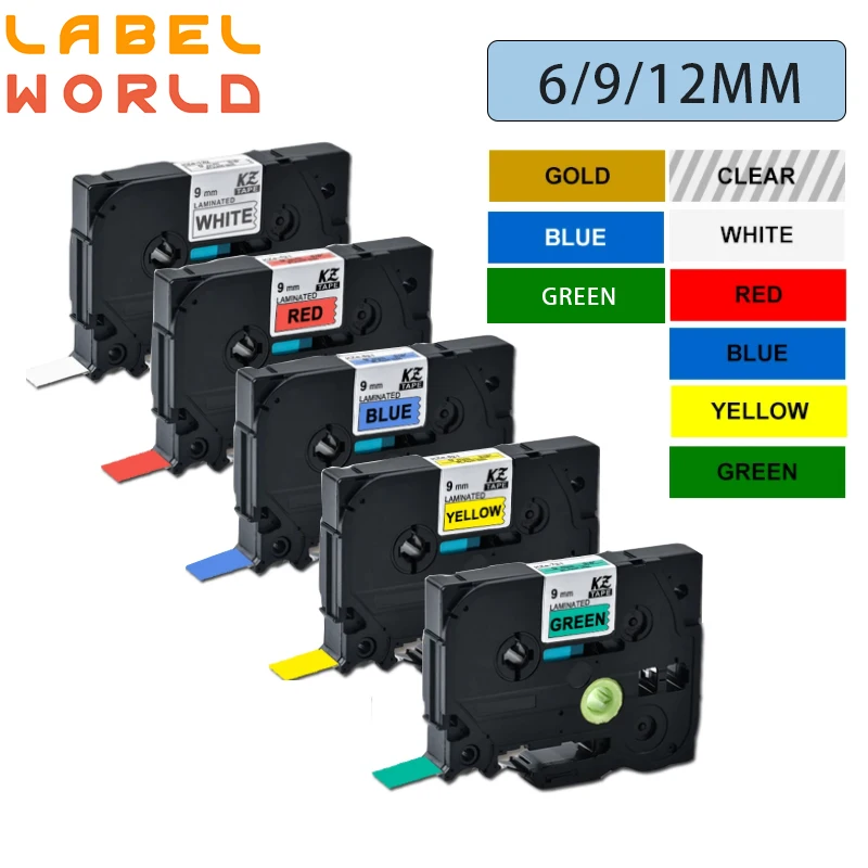 6/9/12mm Etiketten band 221/231/211 kompatibel für Bruder Etiketten drucker Etiketten band Tze-211 221 231 Etiketten hersteller PT-D400 PT-D600 Image