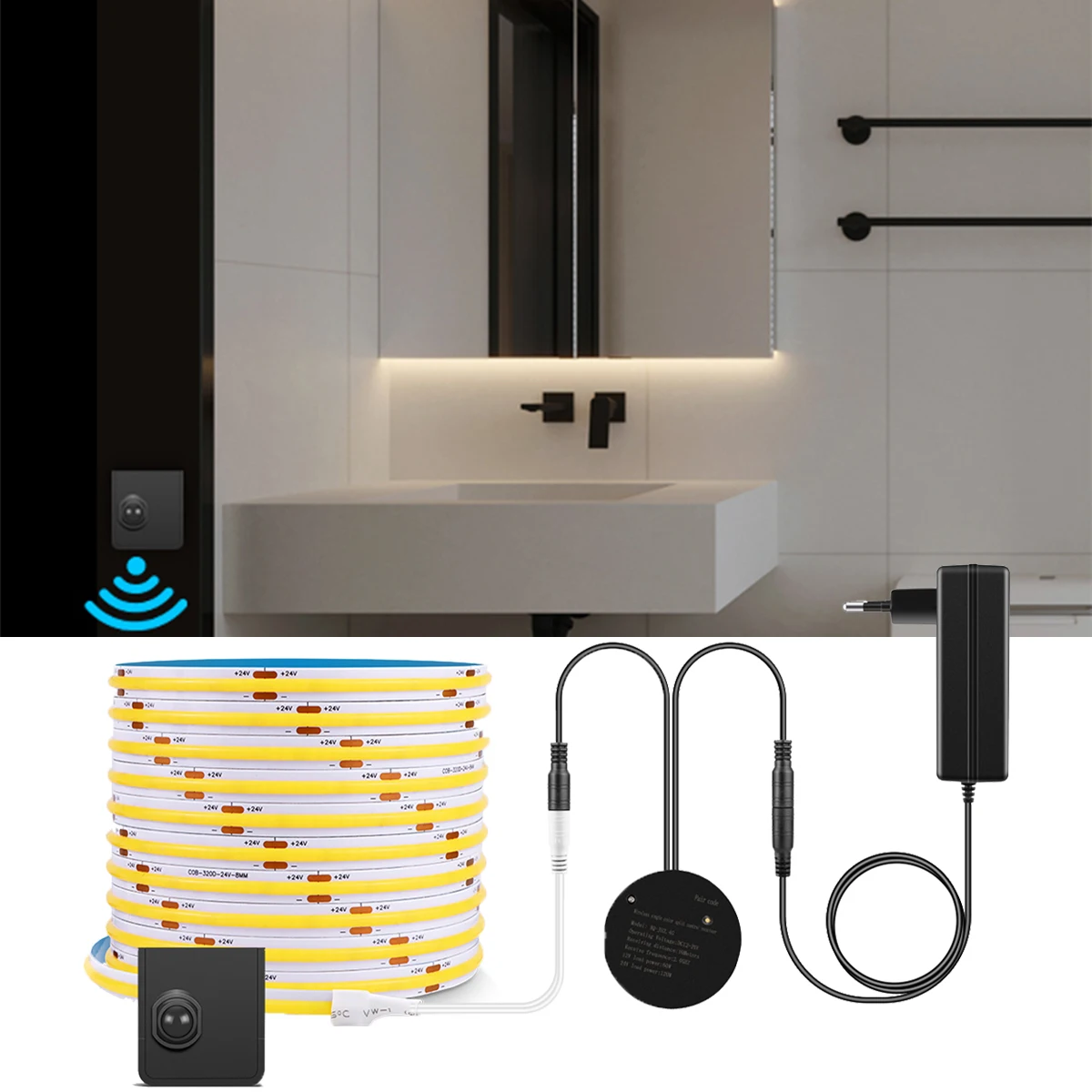 Badezimmer Make-up Spiegel Lampe Band mit drahtlosen Pir Bewegungs sensor/RF Reziver 24V Cob LED Streifen Licht Treppe Schlafzimmer Nacht lampe