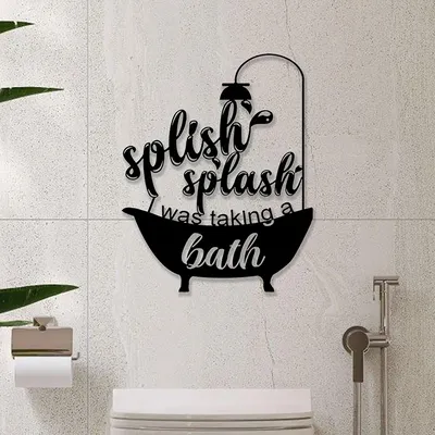 Metall Splish Splash Badezimmer Wandschild, süße Kinder Badezimmer Wanddekoration lustige Badezimmer Image