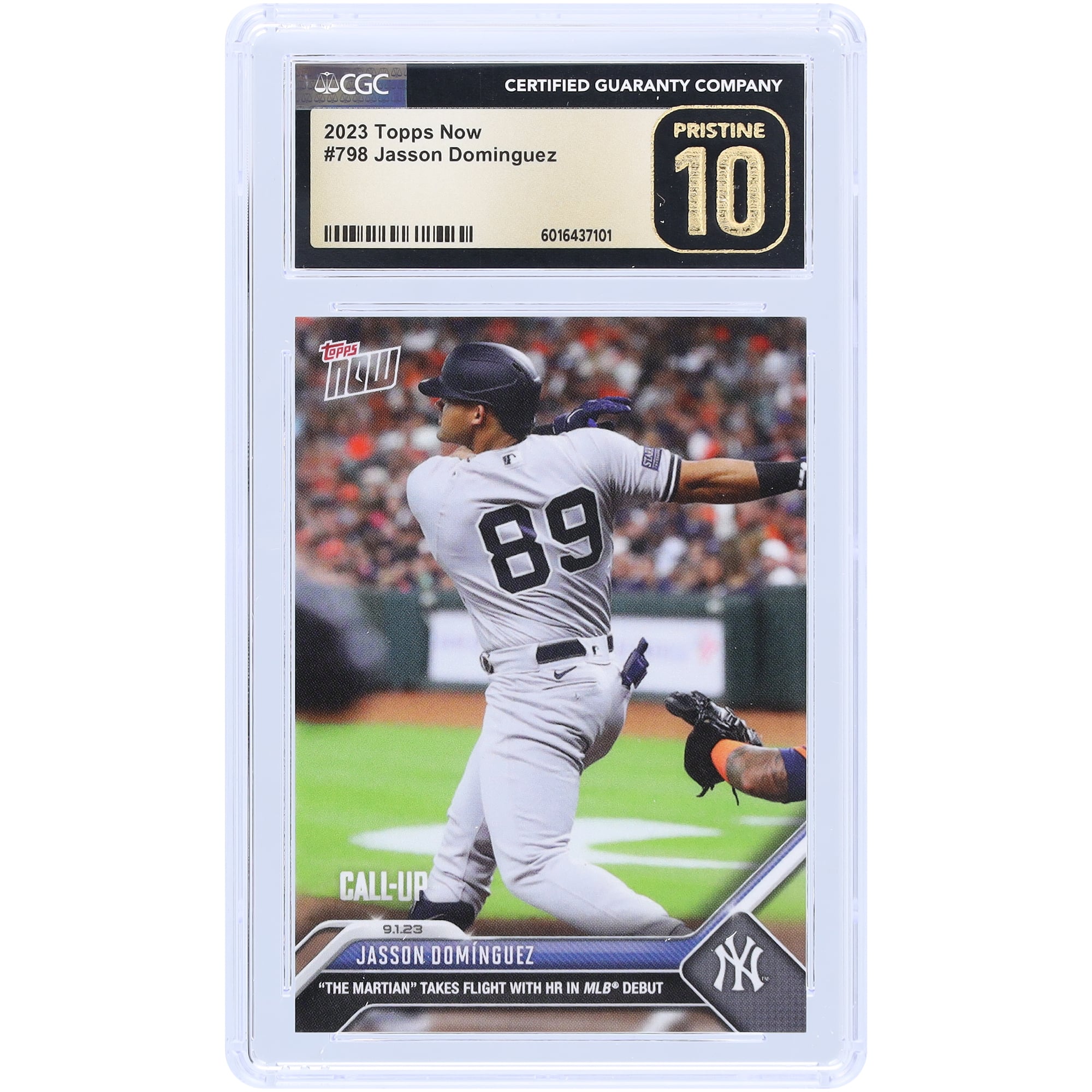 V106832 Yankee Jasson Dominguez New York Yankees 2023 Topps Jetzt hebt „Der Marsianer“ mit HR beim MLB-Debüt ab #798 CGC authentifizierte makellose 10er Rookie-Karte Jasson Domínguez UNS TPP TRADING CARDS 45664 COLTRC CC01BB1487 #27