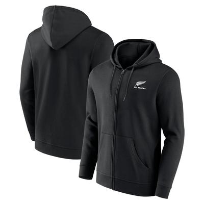 All Blacks Kapuzenjacke mit durchgehendem Reißverschluss und Primärlogo – Schwarz Image