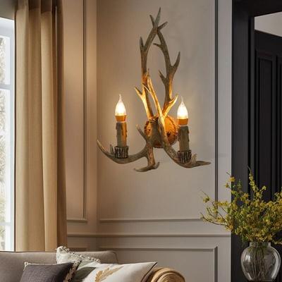 Wandlampe, Retro Geweihlampe Deckenleuchte, Kronleuchter Harz Hirsch Hirschgewei Geweih, Image