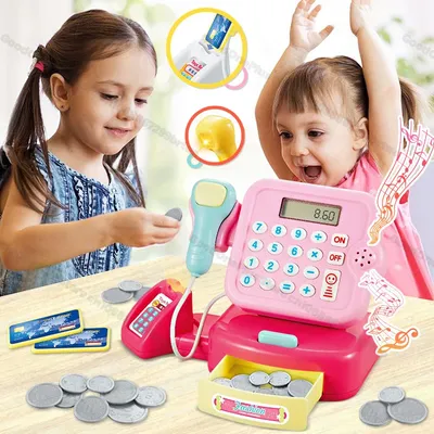 Cash Register for Kids Pretend Play Supermarket Electronic Pretend Play House Toys Lighting Sound