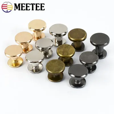 Meetee 10/20/50Pcs 5-8mm Flat Head Screws Nail Rivet DIY Bag Book Notebook Metal Binding Belt Rivets