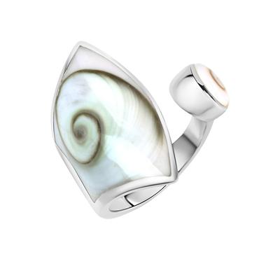 Zeeme - Ring 925/- Sterling Silber Muschel weiß Ringe 1 ct Damen