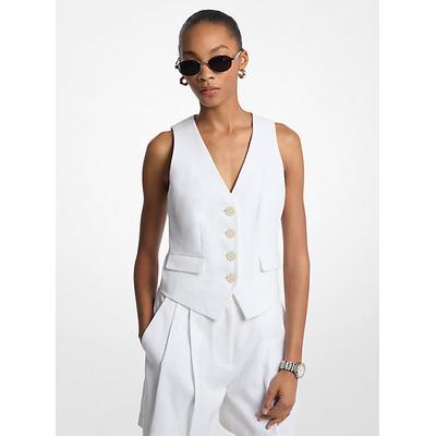 Michael Kors Linen and Cotton Twill Vest White 10