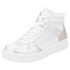Plateausneaker REMONTE, Damen, Gr. 43, weiß, silberfarben, goldfarben, Leder, Lederimitat, kontrastfarbene Details, sportlich, Schuhe, Freizeitschuh, Schnürschuh, High Top-Sneaker mit Kontrastbesatz