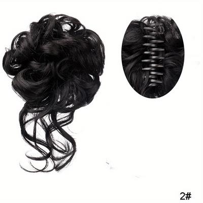 TEMU Claw Clip Messy Bun Hairpiece For Women - Natural-looking, Fluffy Scrunchie Ponytail Extension In Black, Brown, Blonde | & Easy-to- Image