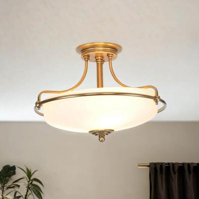 Deckenleuchte Creme Messing E27 Glas Metall Jugendstil Deckenlampe Wohnzimmer Esszimmer Image