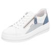 Plateausneaker REMONTE, Damen, Gr. 41, blau (weiß, hellblau), Leder, Lederimitat, kontrastfarbene Details, sportlich, Schuhe, Freizeitschuh, Halbschuh, Schnürschuh mit Soft-Einlage