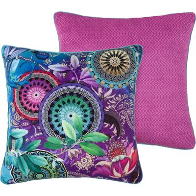 Dekokissen HIP "Axelle", bunt (bunt, multi, violett, blau, lila, bedruckt), B:48cm L:48cm, Polyester, Samt, Dekokissen_Sitzkissen_Kissenhüllen, Mit Füllung, 1 Stück, Biese, 30x60, Wendeoptik, Weich, Mandala, Lila Image