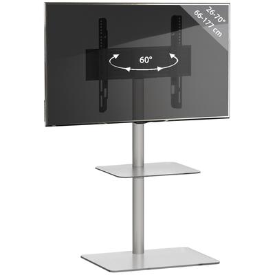 TV-Rack VCM "TV Standfuß Alu Rack Fernseh Glas Alani Fachboden" Gr. 60, transparent (klarglas), B:60cm H:100cm T:45cm, S