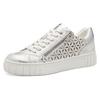 Plateausneaker MARCO TOZZI, Damen, Gr. 38, grau (hellgrau kombiniert), Lederimitat, sportlich, Schuhe, Freizeitschuh, Halbschuh, Schnürschuh mit unterlegtem Lochmuster