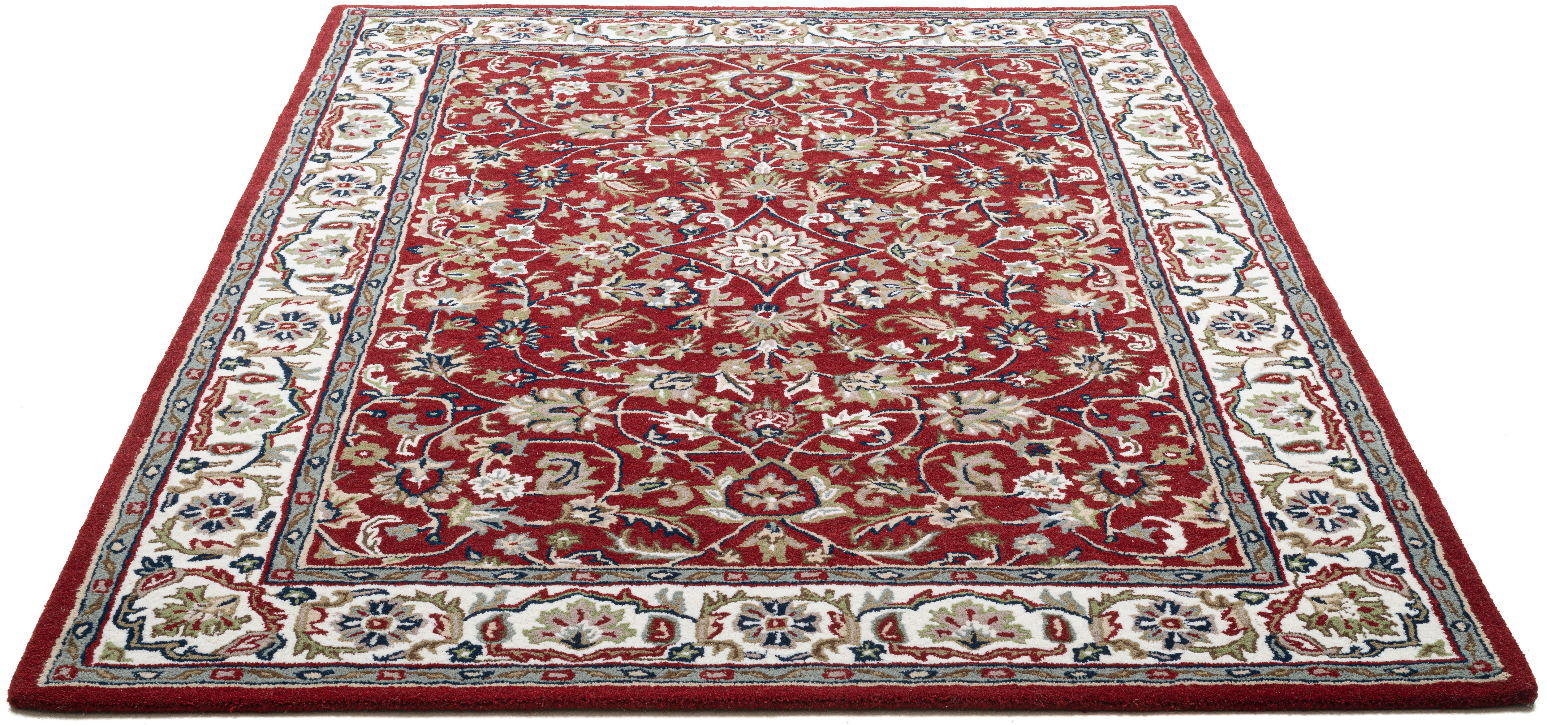 Wollteppich THEKO "Royal Orient Isfahan", rot, B:90cm H:14mm L:160cm, Schurwolle, Teppiche, handgetuftet, Orient-Optik, reine Wolle Image