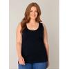 Tanktop BASE LEVEL CURVY, Damen, Gr. 50, blau (dunkelblau), Jersey, Obermaterial: 94% Baumwolle, 6% Elasthan, unifarben, casual, normal hüftbedeckend, Rundhals, ohne Ärmel, Tops, in großen Größen