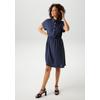 Sommerkleid ANISTON CASUAL, Damen, Gr. 48, N-Gr, blau (marine), Cru00eape, Web, Obermaterial: 100% Polyester, unifarben, Strukturmuster, casual, figurumspielend knieumspielend, Umschlagbund, Kleider, mit Smokbündchen in der Taille