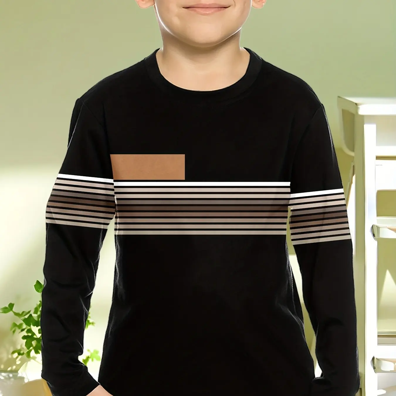 Children's Clothing Boys Tshirt Long Sleeve 3D Striped Print Kids Spring Fall Clothes Casual Simplicity O-Neck Boy Clothes Tops