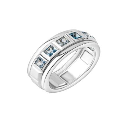 Celesta Ring 925 Silber rhodiniert Blautopas 925/- Sterling beh. blau 058 (18,5) Weiss Damen Image