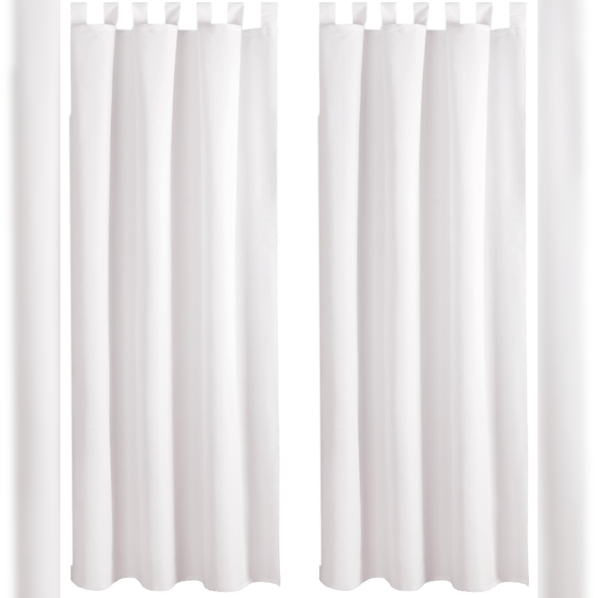 Bestlivings 2er Set Dekoschal Ellen,Schlaufe, inkl. Raffhalter & Haken 140 x 175 cm weiß - schneeweiß Image