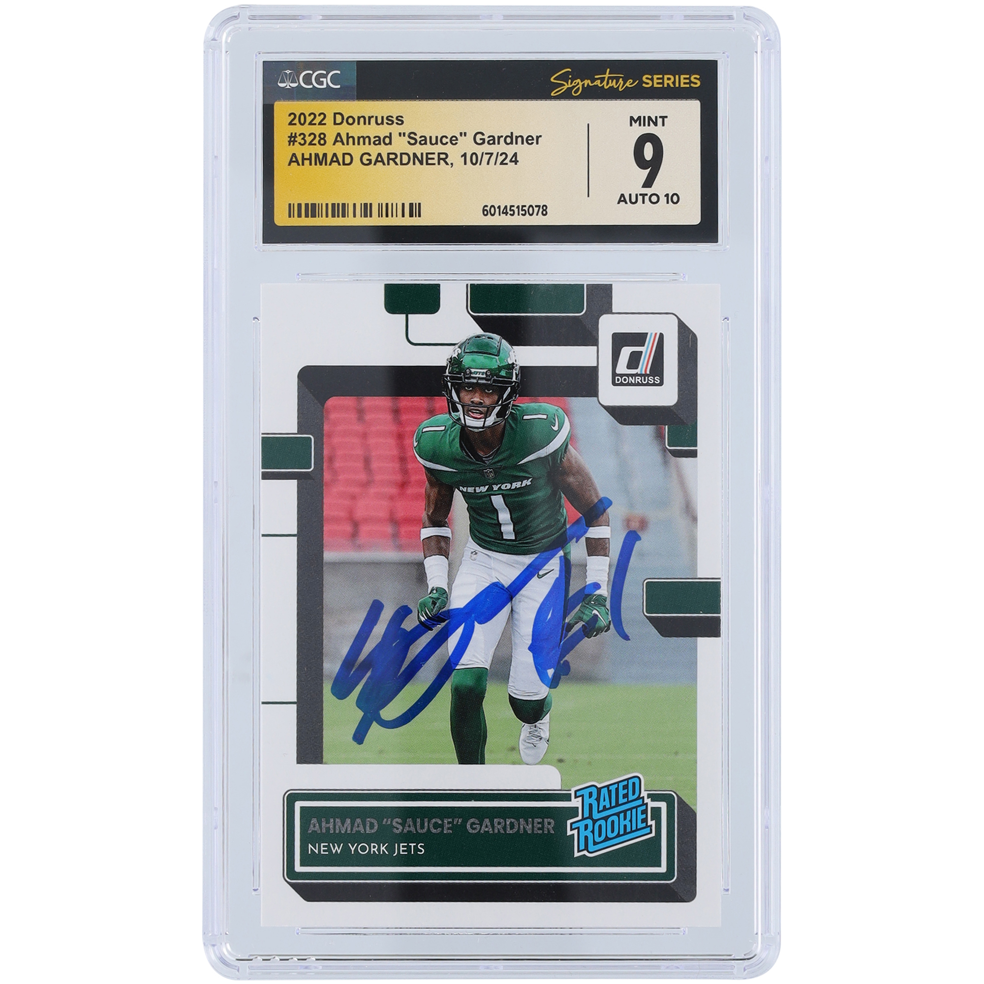 V106832 JET Ahmad Gardner New York Jets Autogramm 2022 Panini Donruss #328 CGC Fanatics Zeuge authentifiziert 9/10 Rookie-Karte 1 Ahmad Sauce Gardner AUT PAA TRADING CARDS 45642 AUTTRC CA01F06839 #38 Image