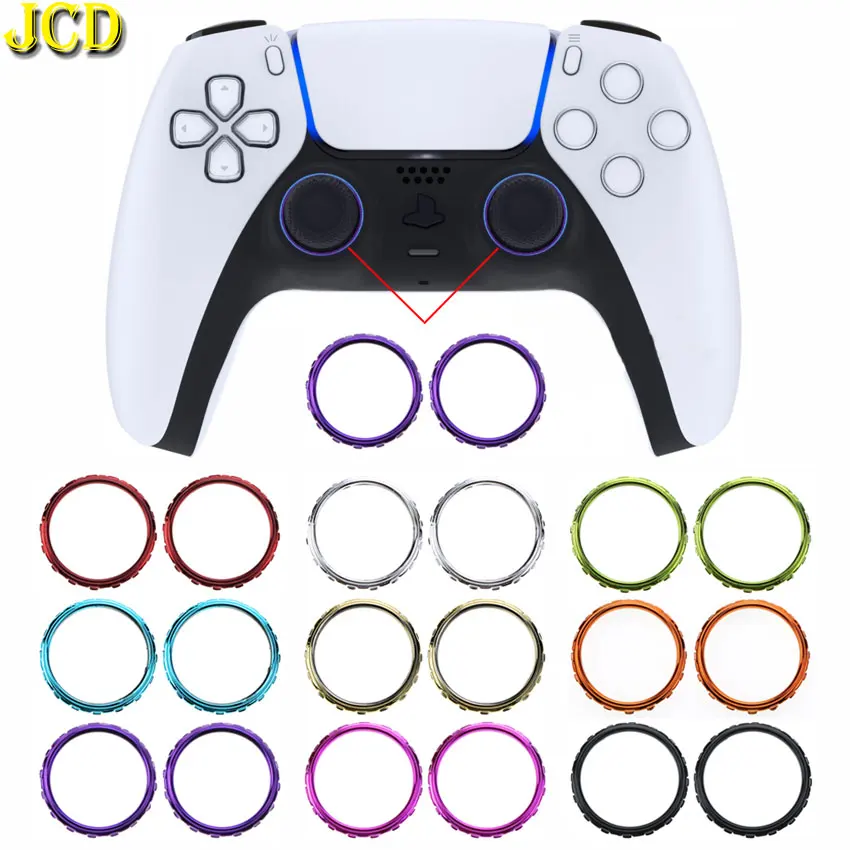 JCD 2pcs Replacement Accessories Chrome Thumbstick Accent Rings for Playstation 5 DualSense 5 PS5 Controller
