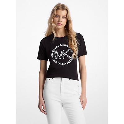 Michael Kors Embellished Logo Cotton T-Shirt Black L