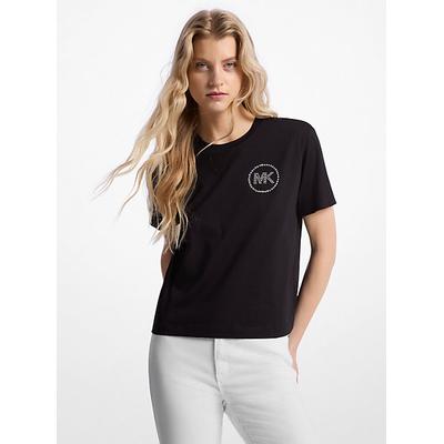 Michael Kors Embellished Logo Cotton Blend T-Shirt Black L