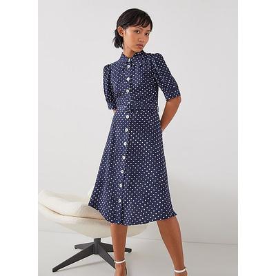 Valerie Petite Navy And Cream Shirt Dress, Cream