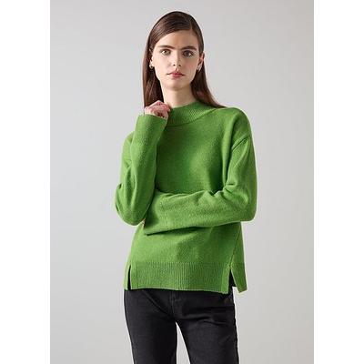Zoe Bright Green Split Detail Boxy Knit Jumper, Green