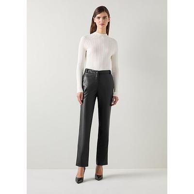 Hardy Black Faux Leather Trouser, Black